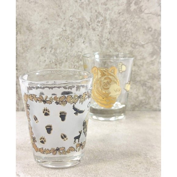 North Caroline Shot Glass Set of 2 Black Brown Bear Souvenir Travel Memorabilia - Picture 9 of 12